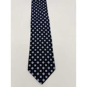 Joseph & Lyman Silk Tie Navy Blue Geometric Wide 60" x 4" Classic Necktie